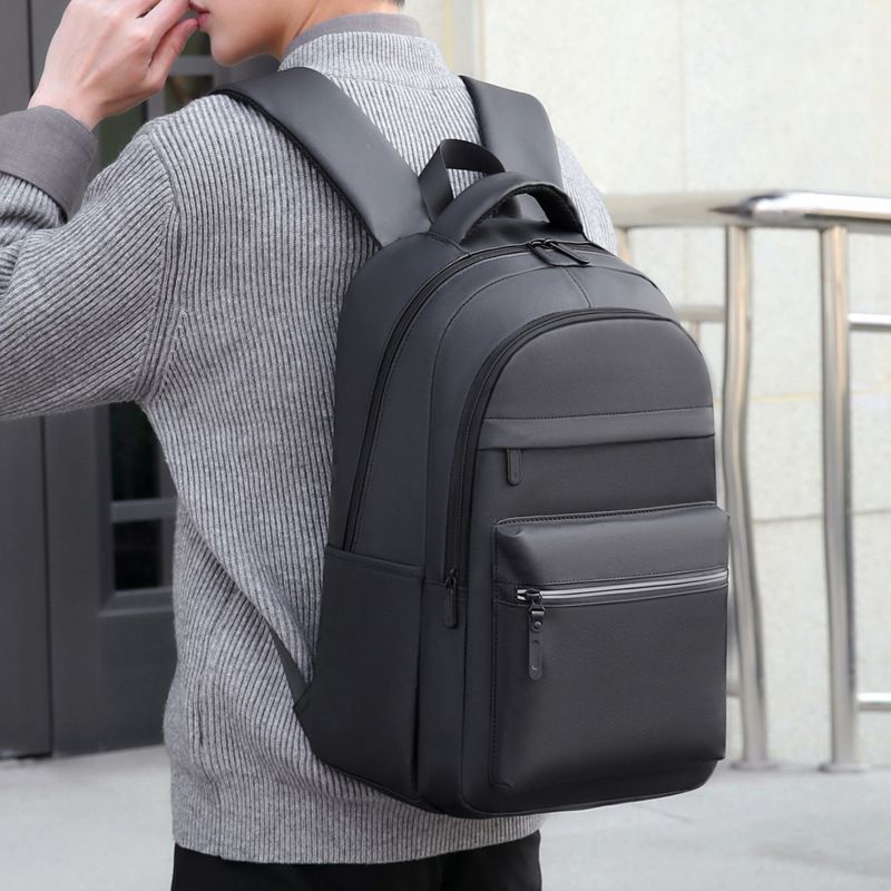 Mochila clásica negra de tela Oxford, estilo universitario, impermeable, ligera, multicapa, de gran capacidad, moderna, para mujer._voghion.com