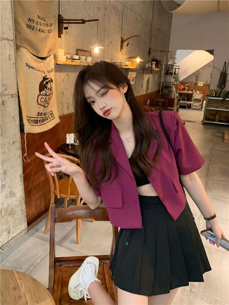 Hanrouchuan Street Style Petite 2025 Summer Thin Casual Design Sense Niche Short Blazer_voghion.com