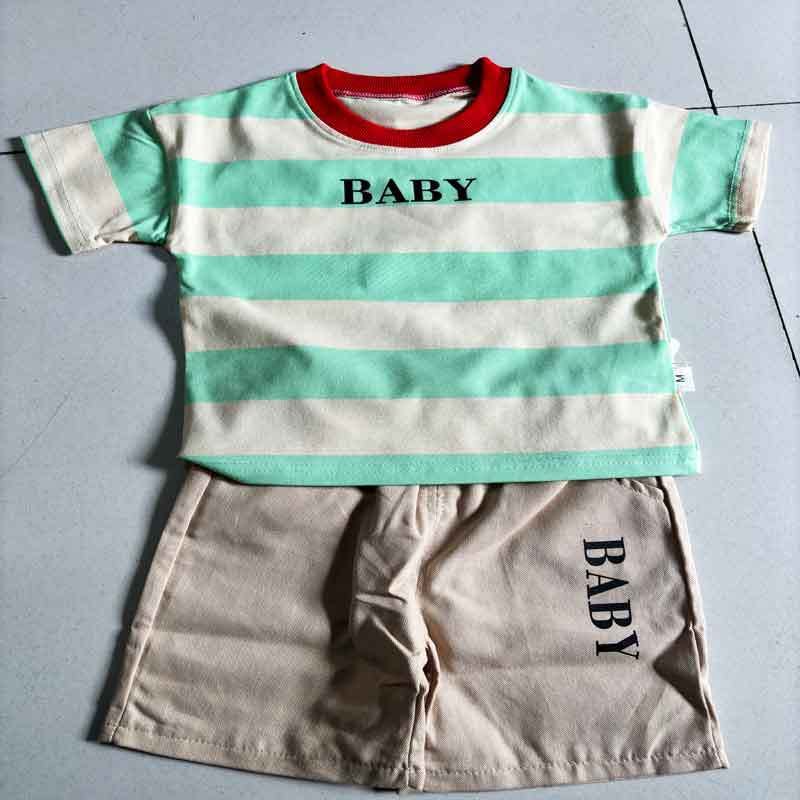 2024 sommer Neue Koreanische kurzarm Ch's Jungen 0-4 Jahre Alt Rundhals Gestreiften T-shirt Shorts Zwei stück Set für_voghion.com