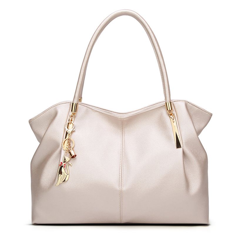 Borsa a mano casual alla moda 2024, in morbida pelle PU, minimalista, con decorazione appesa a forma di volpe dorata da donna_voghion.com