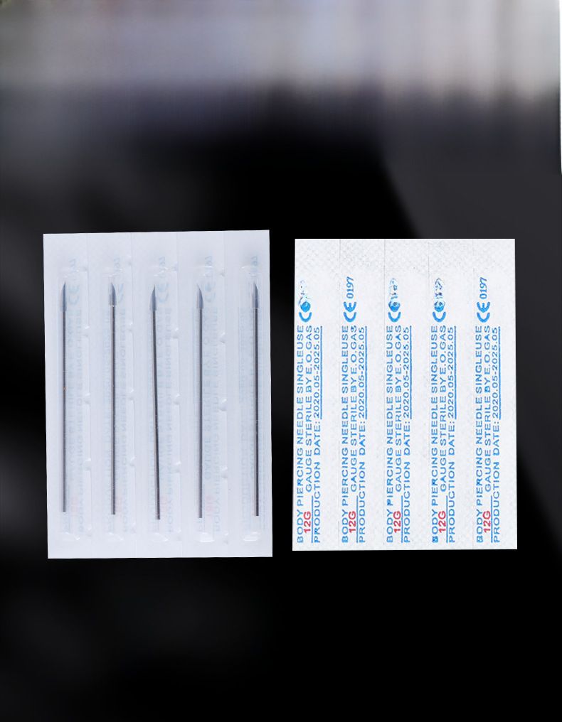 Yilong équipement de tatouage transfrontalier jetable aiguille de perforation aiguille de perforation outil de bijoux nez ongles lèvre ongles 14G16G_voghion.com