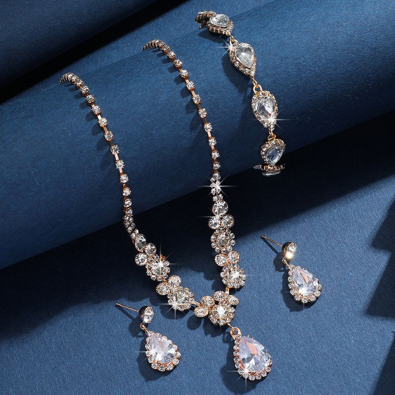 Set di gioielli da donna, set di gioielli da sposa alla moda, collana di alta qualità, orecchini, bracciale, abito da sposa, lusso, elegante, accessori coordinati_voghion.com