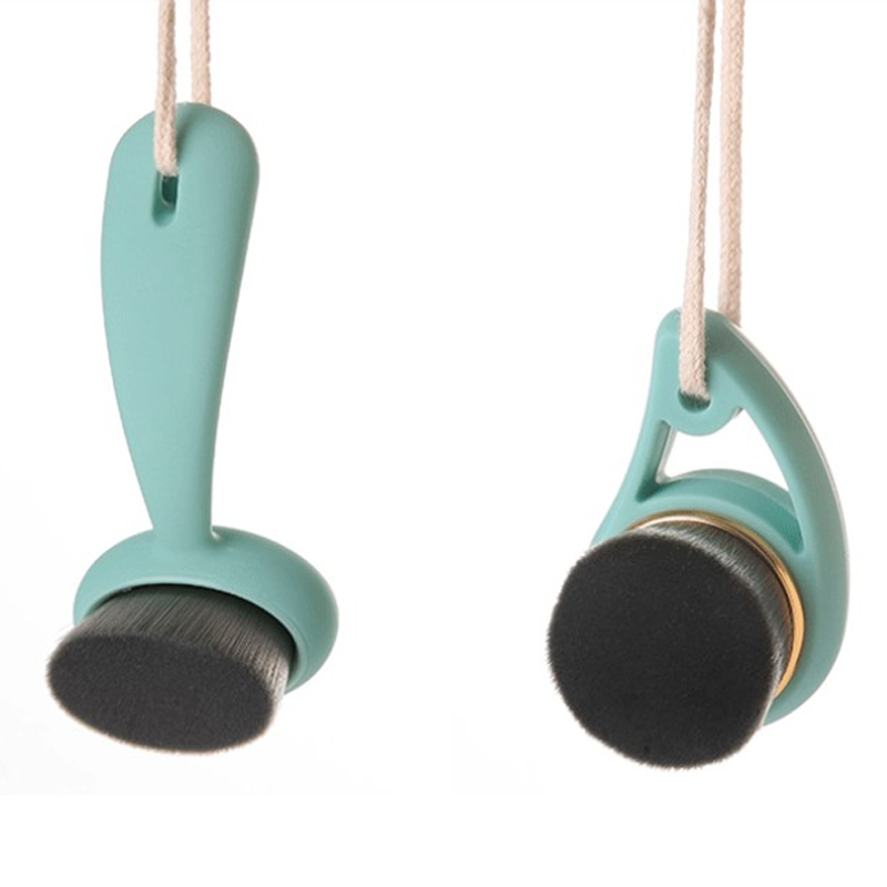 Nettoyant pour le visage portable bleu en fibres exfoliantes et nettoyantes, brosse douce pour le visage, poignée en plastique, forme de virgule, nettoyage en profondeur des pores, outil de maquillage de beauté_voghion.com