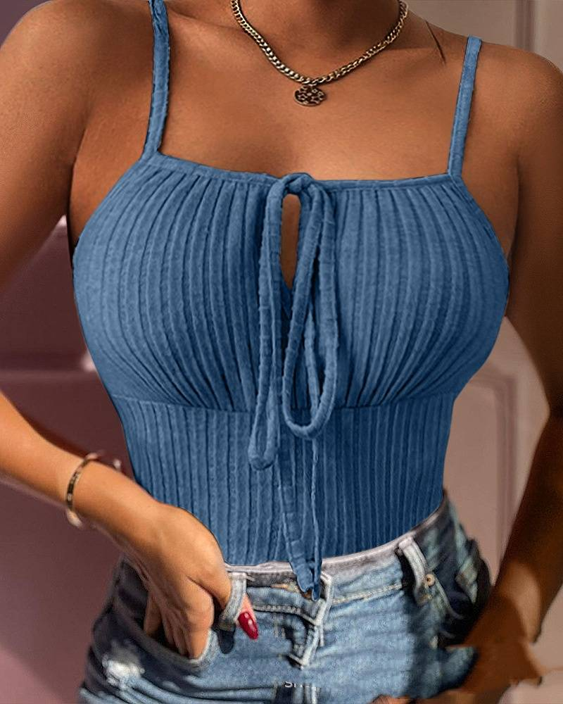 Women's Clothing red sexy cross halter neck tight ribbed vest_voghion.com