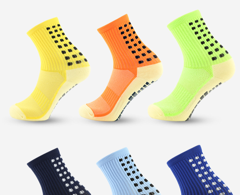 Anti-Rutsch-Socken fir Männer a Fraen, Mëttelstufe-Socken, Quadrat-Reibungsfilm, déckt Handduchbuedem, Fussball-Basketball-Socken, Lafsport_voghion.com