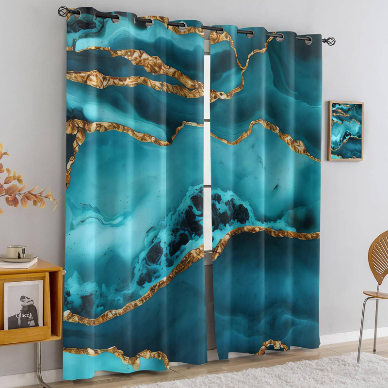 2 stuks verduisterende 3D-marmerpatroonprint, geschikt voor woonkamer, slaapkamer of huisdecoratie, romantische kamerdecoratie_voghion.com