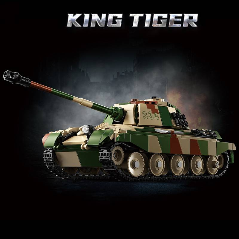 King Tiger Tank WWII Heavy Panzer VI Building Blocks Model Kit Military Classical Model For Adults_voghion.com