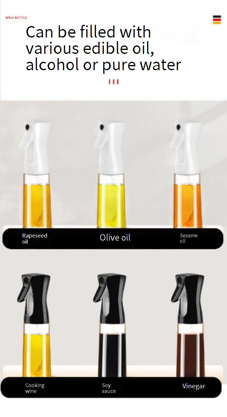 Premium Glass Oil Spray Bottle For Kitchen - Pressurized Olive Oil Dispenser With Adjustable Nozzle (500ml BPA-Free Transparent Design)_voghion.com