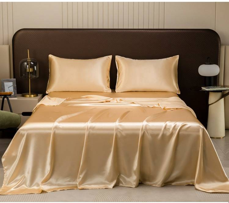 Set di lenzuola di lusso in raso con federe - Morbide come la seta, antipiega, traspiranti - Dimensioni singolo/matrimoniale/queen size/king size - Biancheria da letto moderna in tinta unita_voghion.com