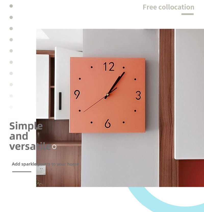 Relógio de parede de dupla face – Design quadrado moderno com movimento silencioso para sala de estar, quarto e escritório (estrutura de metal com lente de plástico operada por bateria)_voghion.com