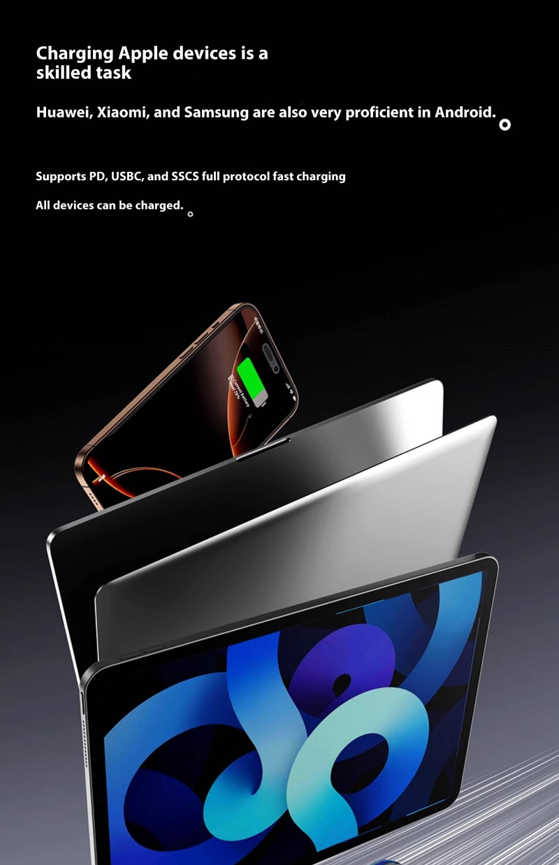 Banco de potência ultrafino de 20.000 mAh com cabo de carregamento rápido integrado, portátil e seguro para aviões, compatível com iPhone, Xiaomi, Huawei_voghion.com