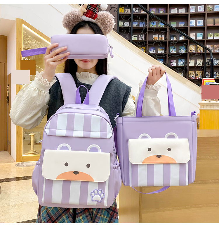 Zaini per bambini, zaino scolastico per bambini della scuola primaria, nuovo zaino in nylon per la scuola primaria e secondaria, set da tre pezzi, zaino di grande capacità_voghion.com