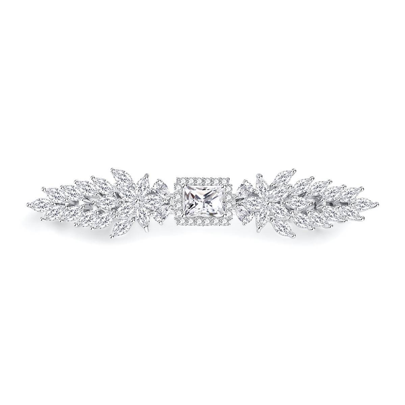 Fermaglio per capelli laterale geometrico in zirconio, elegante gioiello da donna, per ufficio e uso quotidiano, lega di rame di alta qualità con galvanica, semplice ed elegante._voghion.com