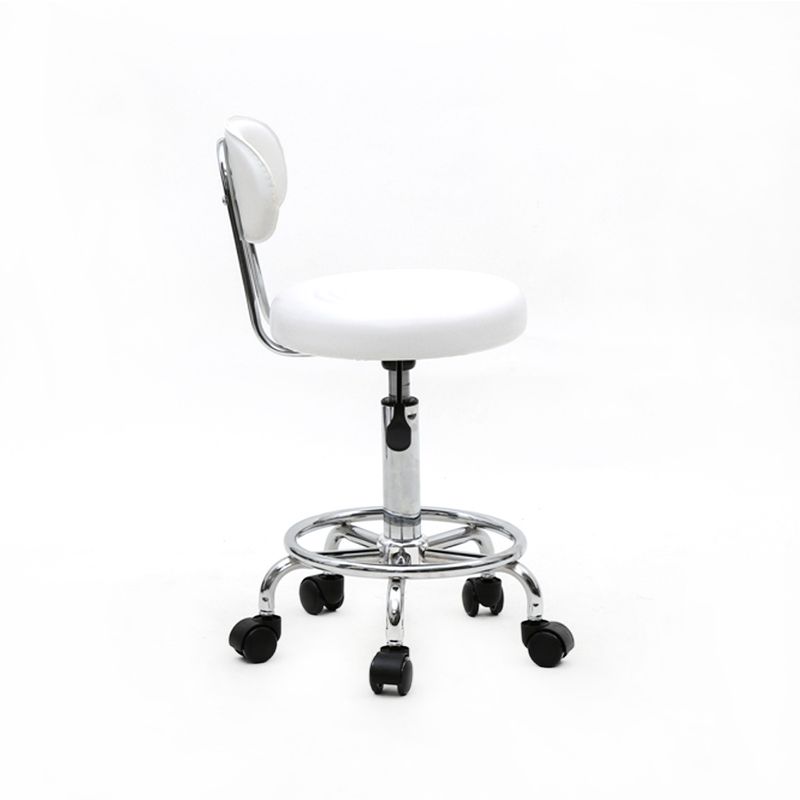 Tabouret rond blanc à dossier texturé – Repose-pieds réglable pour salon avec support ergonomique_voghion.com