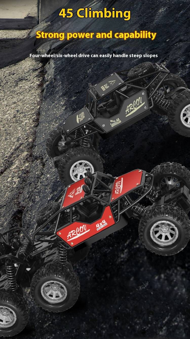 Riesiges 4WD RC-Stuntauto – Geländegängiger Offroad-Monstertruck mit wiederaufladbarer Batterie, Hochgeschwindigkeitsdrift und Klettern für Kinder (Schwarz/Gold oder Rot)_voghion.com