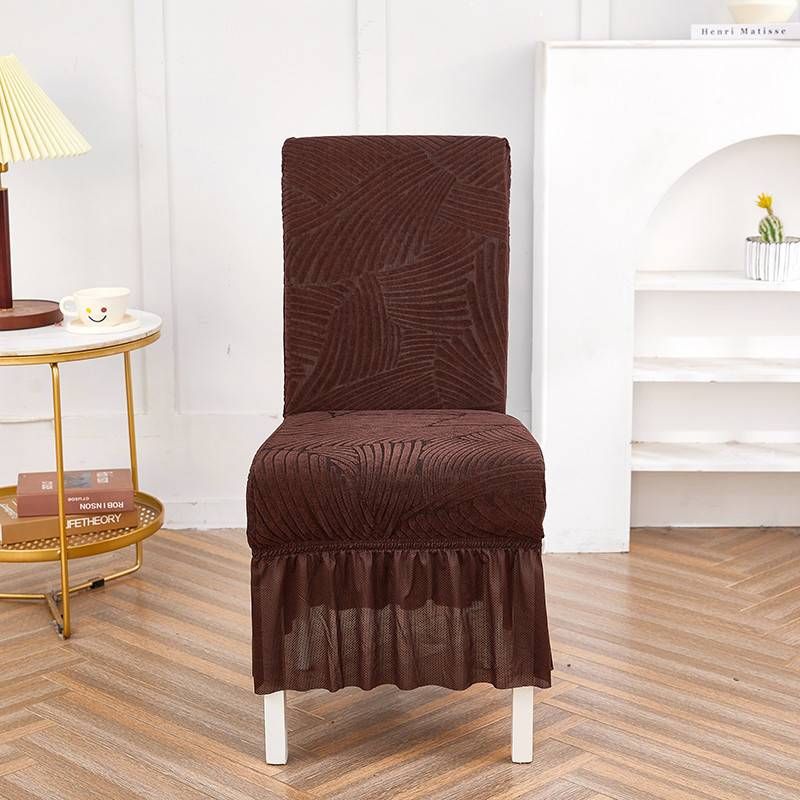 Coprisedia invernale a copertura totale – Design con gonna elastica spessa, motivo a onde solide per sedie da pranzo e da ufficio_voghion.com