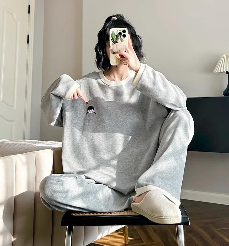 2025 Autumn/winter Home Suit Set, Long Sleeved Sleepwear Set, Can Be Worn Externally, Sports Suit, Long Pants, Casual Cartoon Pullover_voghion.com