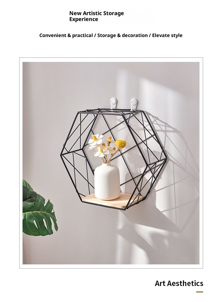 Wandregal-Set – Schwebende Regale zur Wandmontage ohne Bohren für Schlaf- und Wohnzimmer, Wandregale aus Metall mit modernem geometrischem Design_voghion.com