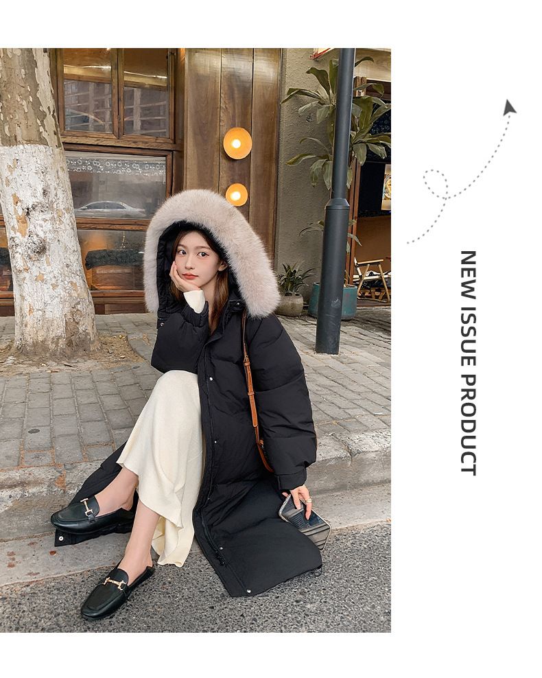 Piumino lungo invernale da donna con cappuccio staccabile in pelliccia sintetica, giacca parka calda oversize per il freddo, poliestere resistente all'acqua_voghion.com