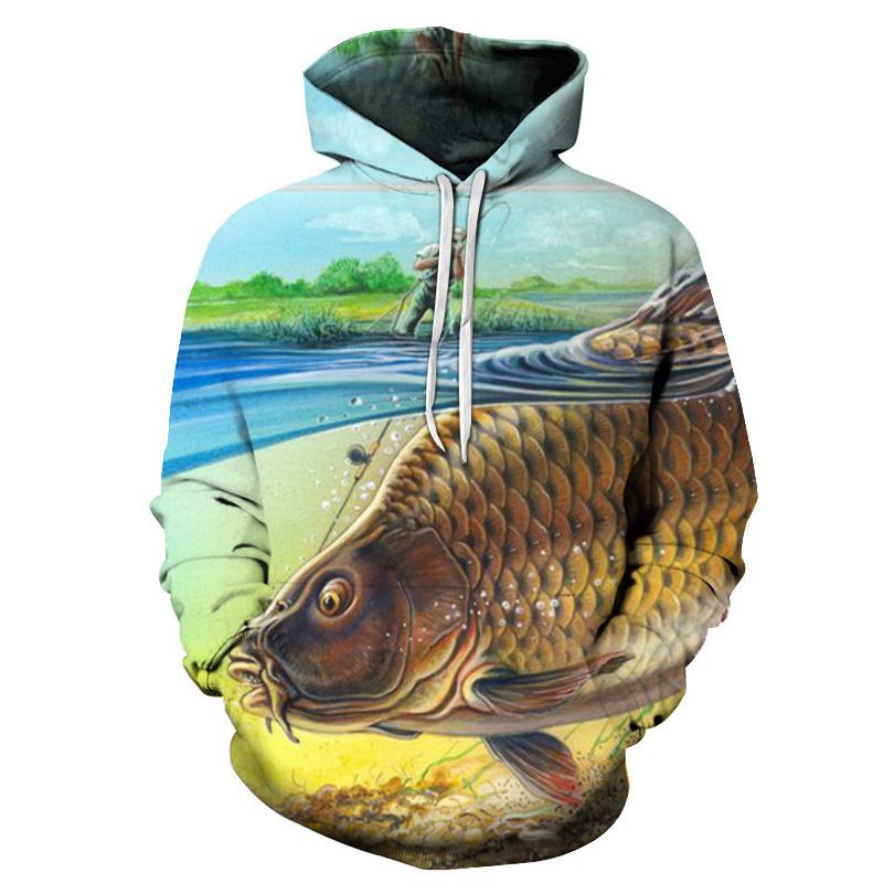 Hot selling 3D in spring and summer, popular fishing digital prints, men's fashion trends, round neck hoodies_voghion.com