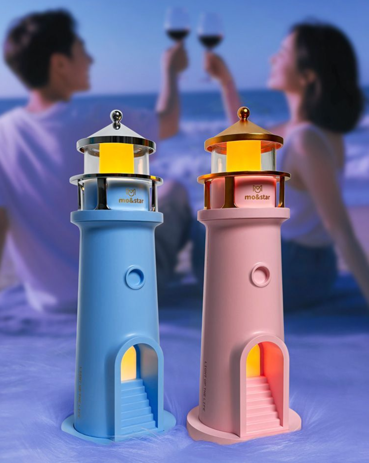 Moonlight Lighthouse Moon Projection Bluetooth-Lautsprecher Weißes Rauschen Schlafmittel Schlafzimmer Geschenk Geburtstagsgeschenk für Mädchen_voghion.com