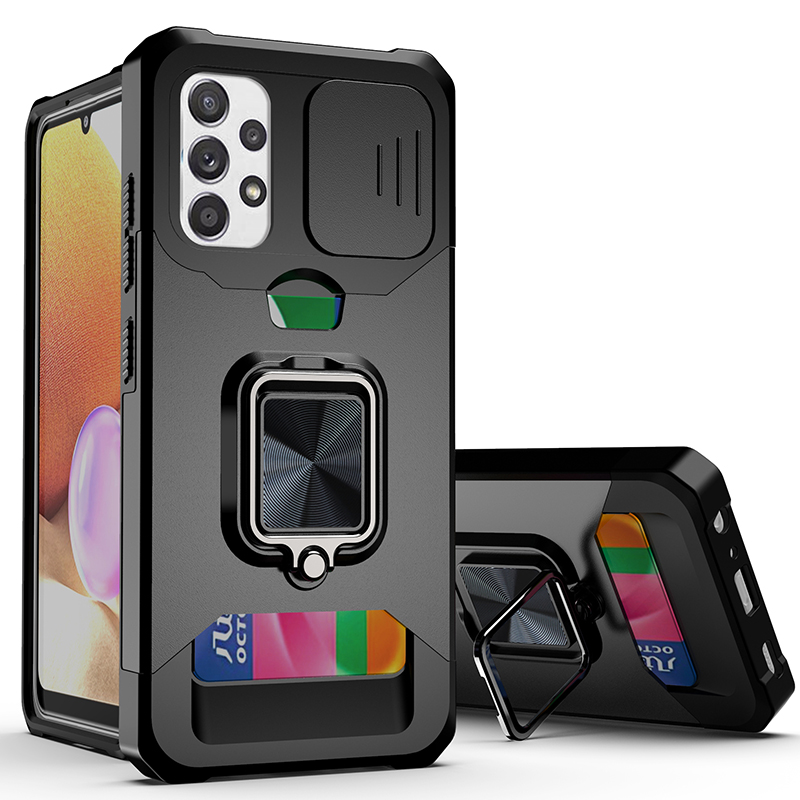 Slide Camera Lens Protector Armor Case For Samsung Galaxy A03S A12 A13 A14 A22 A23 A32 A33 A34 A42 A52 A53 A54 A72 A82 Card Slot Bumpers Ring Cover_voghion.com