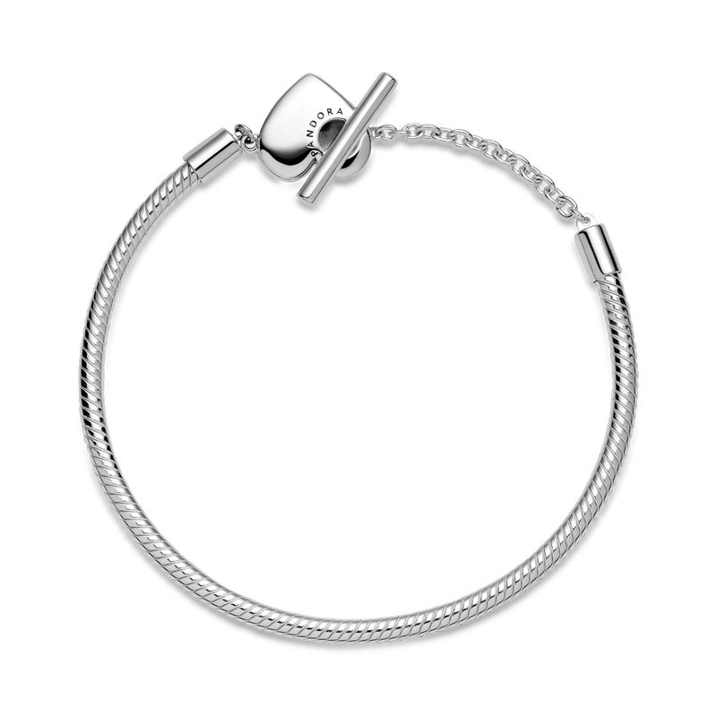 Bracciale Moments con catena a forma di serpente con barra a T e cuore_voghion.com