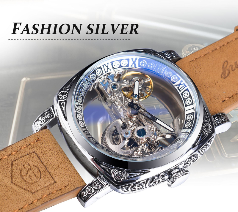 Holiday gift Retro carved nostalgia luxury automatic mechanical men's watch_voghion.com