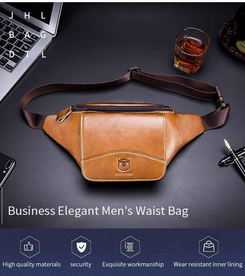 Borsa da cintura in vera pelle per uomo, in pelle bovina, casual, retrò, grande capacità, multifunzionale, portafoglio_voghion.com