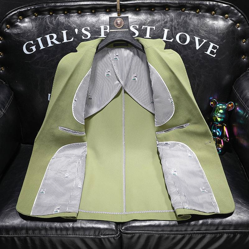 Heren Casual Slim-fit Effen Kleur Brits Zakelijk Gentleman Eenvoudig All-match Pak Bruidegom Beste Man Banketpak_voghion.com