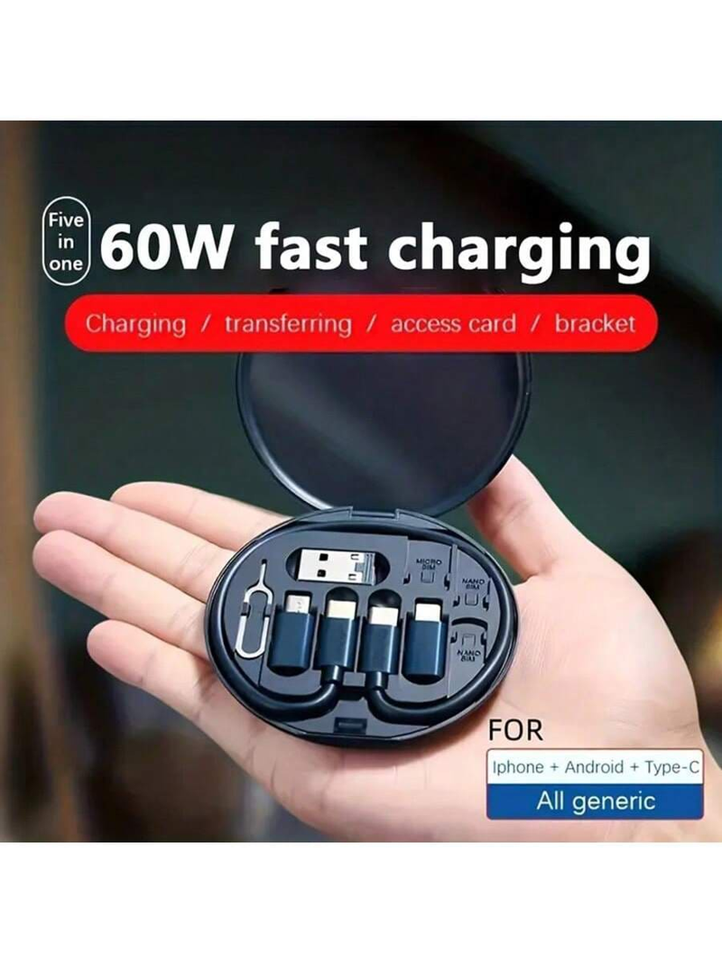 Multi-Functional USB Adapter Cable Storage Box - Type C Cable, 3 Types Of USB Adapters & Connector Conversion! Multi-Functional Compact Cable Card,_voghion.com
