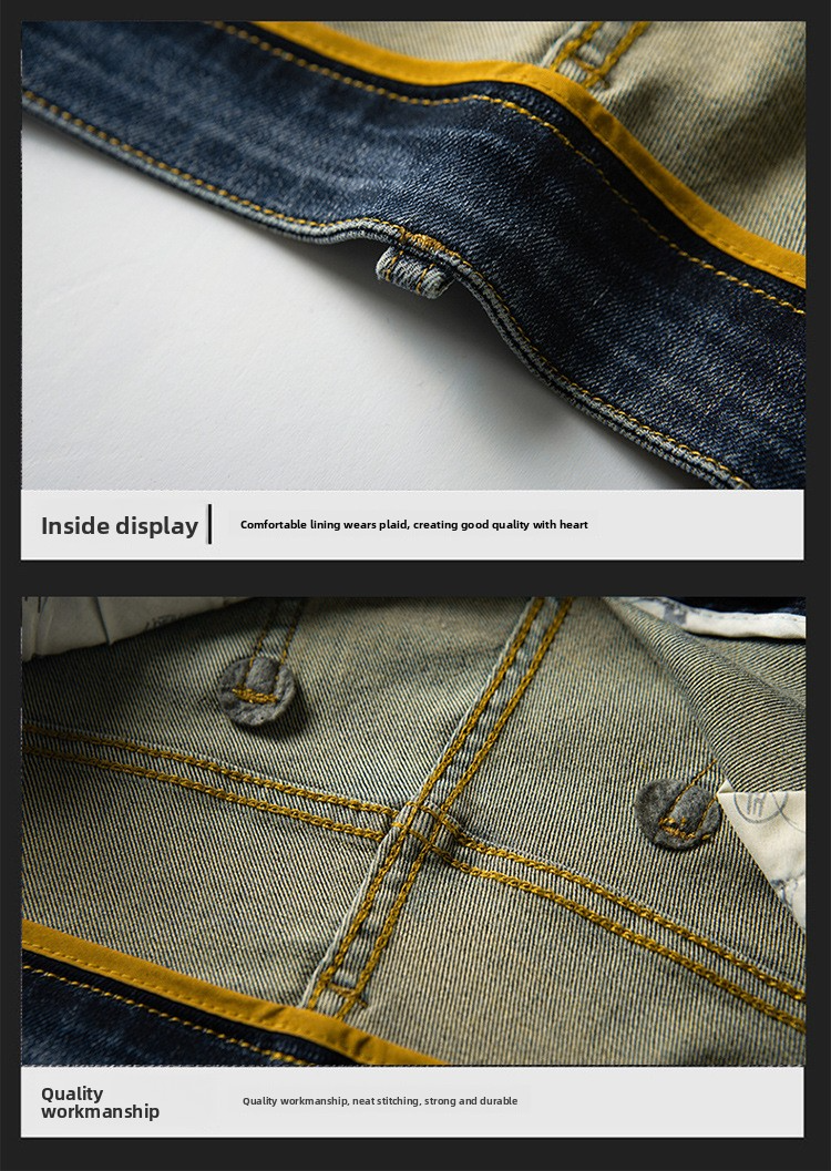 Jeans haut de gamme, produits européens, pantalons pour homme, broderies tendance printemps-été, pantalon slim droit en denim léger et extensible_voghion.com