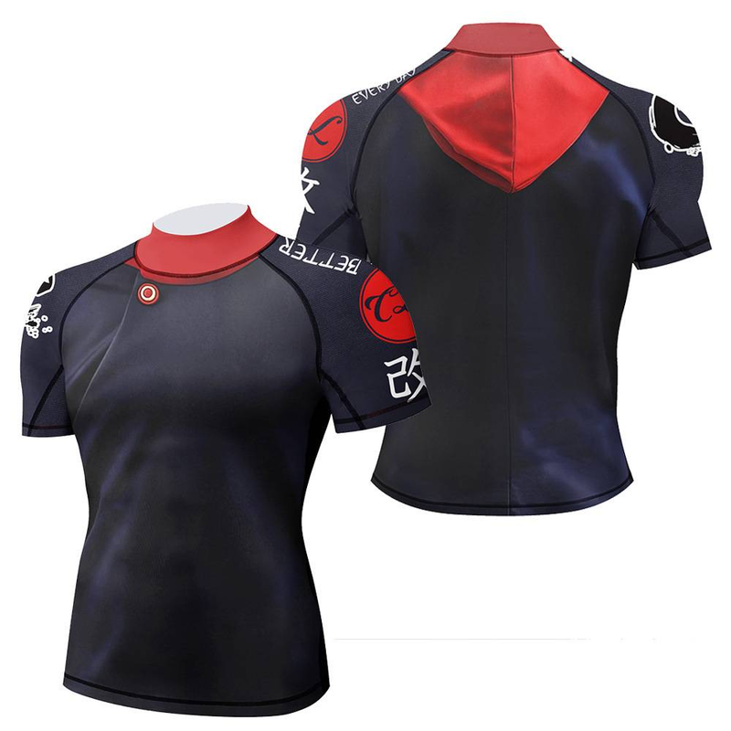 Abbigliamento casual da uomo, sportivo, a maniche corte, traspirante, ad asciugatura rapida, estivo e autunnale, con collo alto e elastico alto, a maniche corte._voghion.com