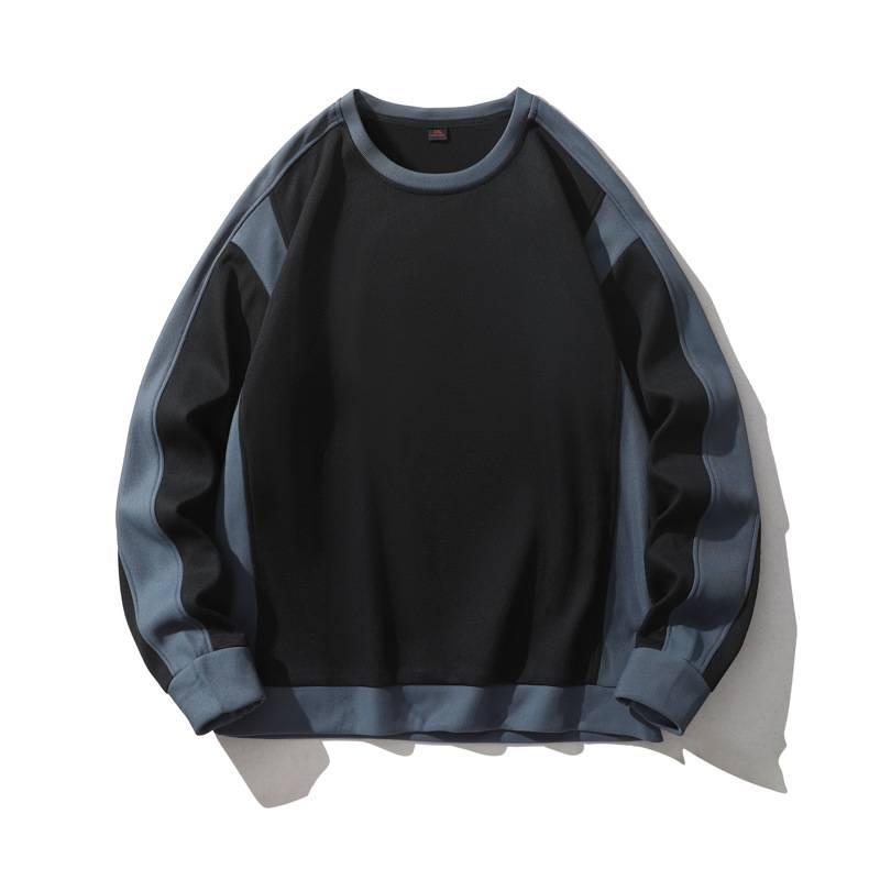 French-Inspired Ribbed Trim Crewneck Sweatshirt – Lightweight Polyester Pullover For Men & Women (Black/Dusty Blue/Sage Green/Beige, M-5XL)_voghion.com