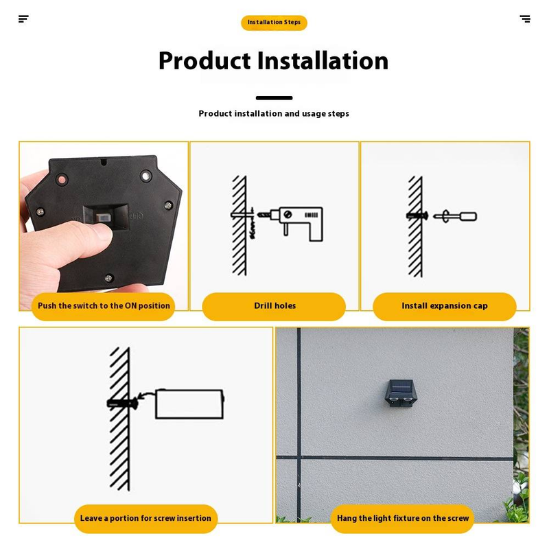 Solar-Wandleuchten für den Außenbereich, wasserdicht, dekorative Gartenbeleuchtung, LED-Solar-Wandlampe für Terrasse, Balkon, Villa, Weg (weißes/warmes Licht)_voghion.com