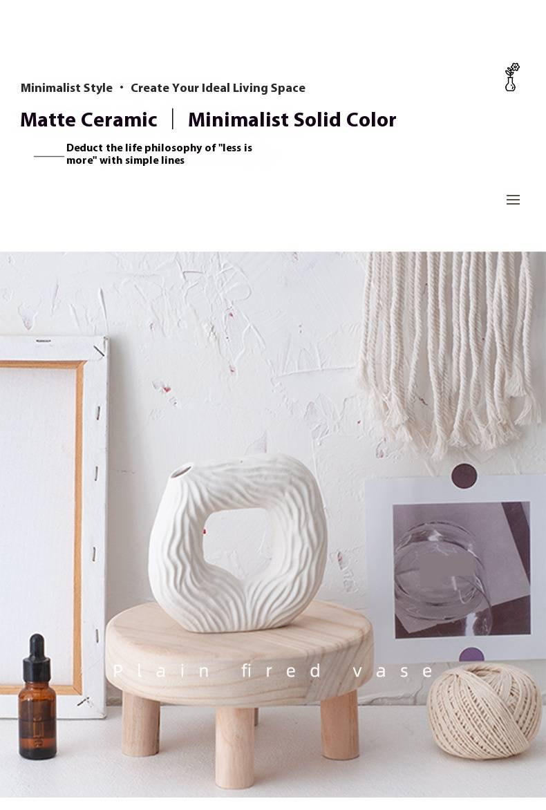 Modern Square Ceramic Vase Set - White Porcelain Home Decor For Flowers & Dried Arrangements, Minimalist Centerpiece For Living Room & Office_voghion.com