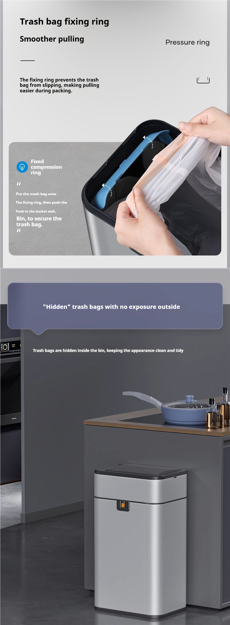 Smart Sensor Trash Can With Automatic Lid, Hands-Free Automatic Garbage Bin For Bathroom, Kitchen Large Capacity Touchless Waste Bin_voghion.com