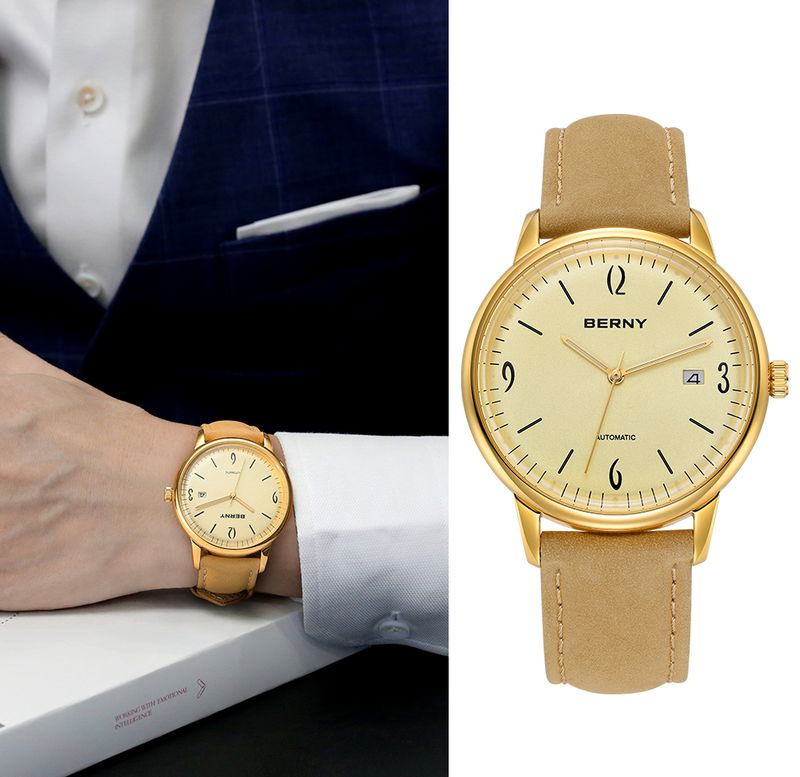 BERNY Automatic Watches For Men Fashion 20ATM Waterproof Super Luminous Mechanical Silver Watch Date Stainless Steel Sapphire Analog Wrist Watch_voghion.com