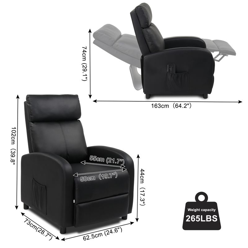 Fauteuil inclinable électrique pour salon, home cinéma, en cuir PU, avec massage et chaleur. Canapé-lit de massage._voghion.com