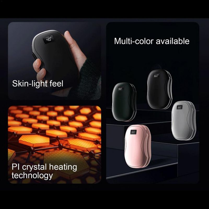 2-in-1 Pocket Heater With Digital Display, 3 Heat Settings, Double-Sided Heating, Magnetic Split Hand Warmer_voghion.com