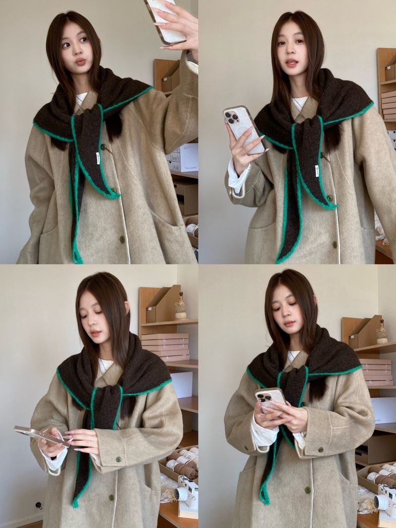 Sciarpa lavorata a maglia triangolare calda in stile coreano da donna, stile autunno-inverno, in misto lana di alta qualità_voghion.com