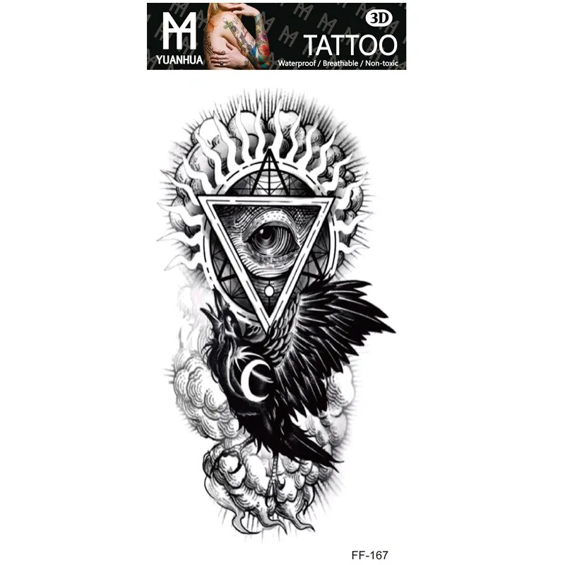 Impermeabile tatuaggio temporaneo finto braccio superiore testa di lupo umano totem testo arabo tatuaggio finto una tantum adesivi maschio femmina ragazzo ragazza_voghion.com