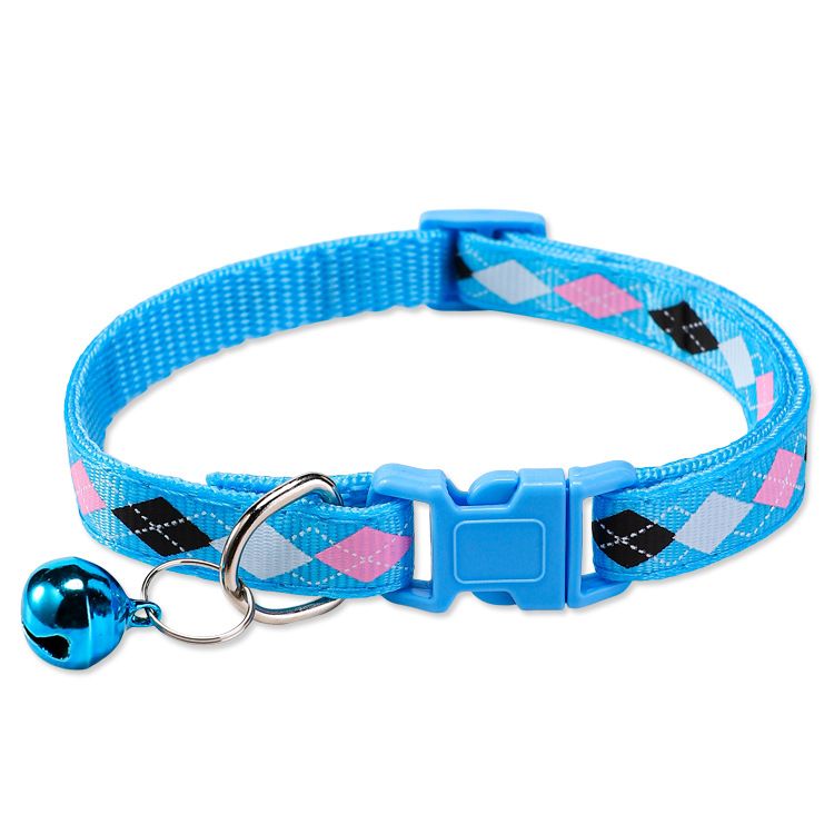 1.0 Plaid Patch Bell Pet Dog Collar In Stock Wholesale Cat_voghion.com