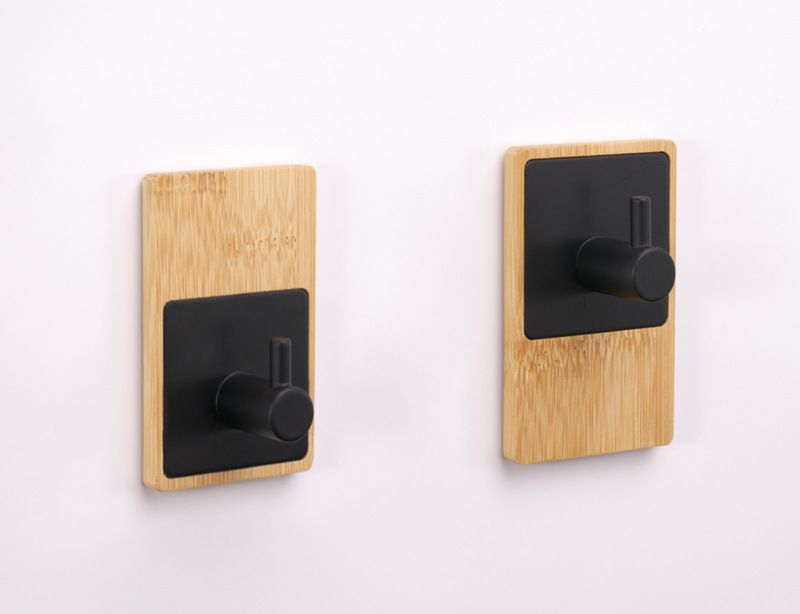 Hersteller Punch Free Bambus Holz Kleiderhaken Badezimmerhaken Klebehaken Edelstahl Schlafzimmer Wohnzimmer Eingang Klebehaken Massivholz_voghion.com