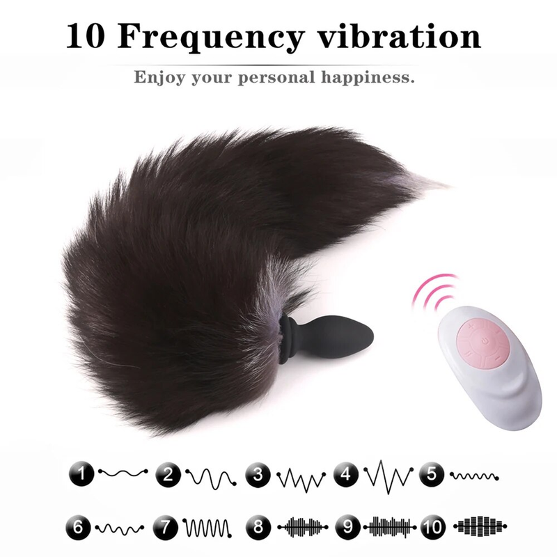 Vibrator Mat Fuchsschwanz Dildo Anal Fernbedienung Anus Dilatator Fir Fraen Erwuessene Cosplay Accessoiren Vibréierend Anusplug_voghion.com