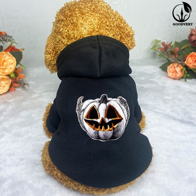 Tier-Känguru-Halloween-Kürbis-Designs, einfarbiger Pullover für Haustiere, passend für kleine/mittlere Haustiere, warmer Winterpullover, saisonale Haustierkleidung_voghion.com