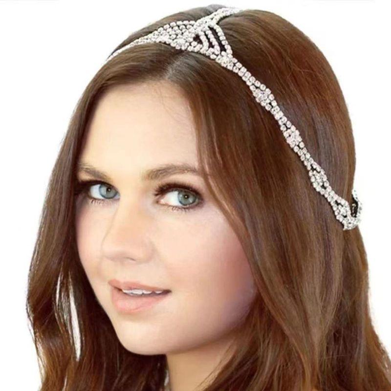 Catena per capelli con cinturino a cerchio multistrato in cristallo con diamanti ad acqua da sposa, vendita calda_voghion.com