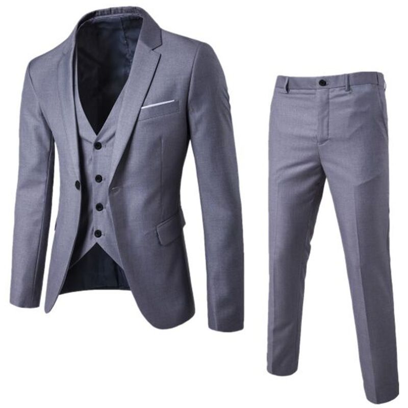 CT Bräutigam Smoking Set Hochzeit Schwarz Formal High-End Herren Dreiteiliger Anzug_voghion.com