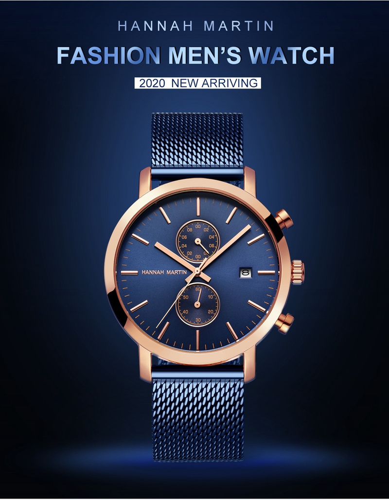 Men's Stainless Steel Waterproof Quartz Watch With Date Function, 44.5mm Round Dial, Mineral Glass, Casual & Business Style_voghion.com