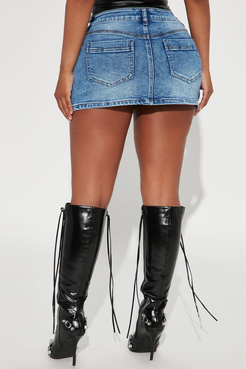 Gonna in denim elasticizzato per abbigliamento da donna Gonna in denim_voghion.com